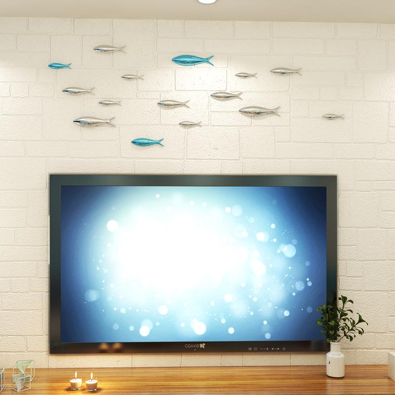 Wall Decoration Electroplating Simulation Fish Stone Pendant Stereo Wall Hanging Living Room Wall Pendant Background Decor