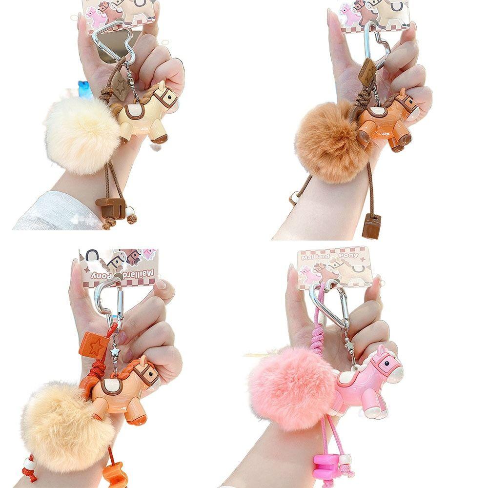 Chinese Style Horse Keychain Zodiac Mascot New Year Keyring Plush Pony Keychain  Bag Decoration