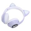 Bluetooth 5.0 Headphones Cat Ear LED Light Wireless Cute Headsets for Young PeoplePurple Cat Paw Pattern