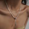 Luxury Stainless Steel Inlaid Zircon Snake Necklace, Personalized Women's Fashion Wedding Anniversary Party Jewelry Gift