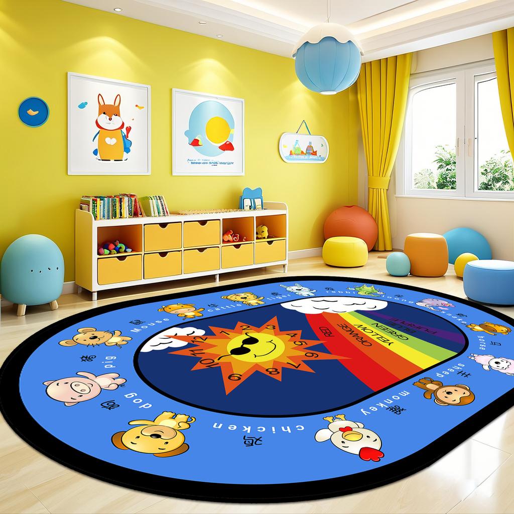 Kindergarten Cartoon Carpet Children'S Early Education Puzzle Game Mat Full Of Easy Care Crystal Velvet Baby Climbing Mat
