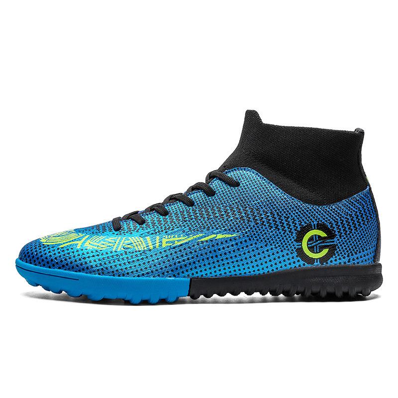 Large size high-top football shoes, men's and children's fly-woven socks, broken nails, artificial turf AG nails competition training shoes