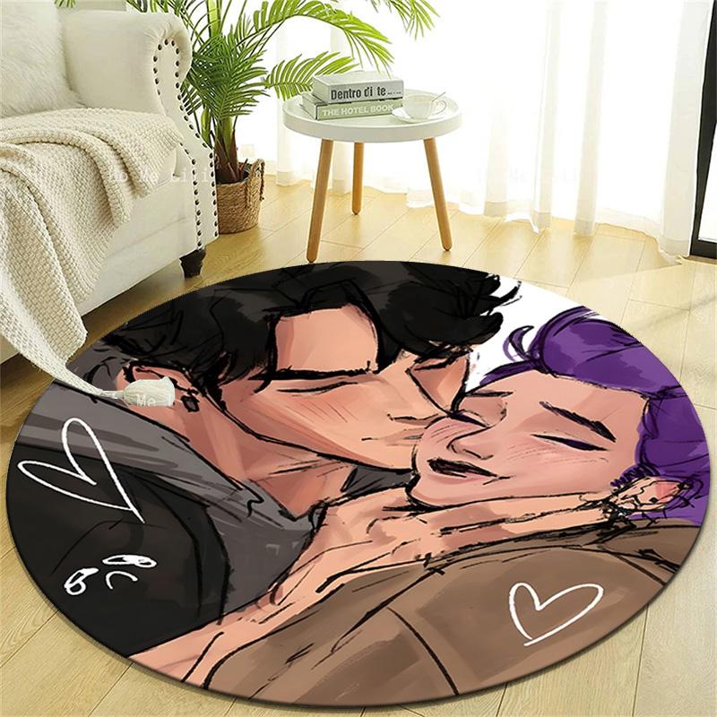 1pc KPop Demon Hunters RUMI8 Design Printed Area Round Carpet for Bedroom Living Room Home Decor Rugs Mat Non Slip Mat Rug for Bedside