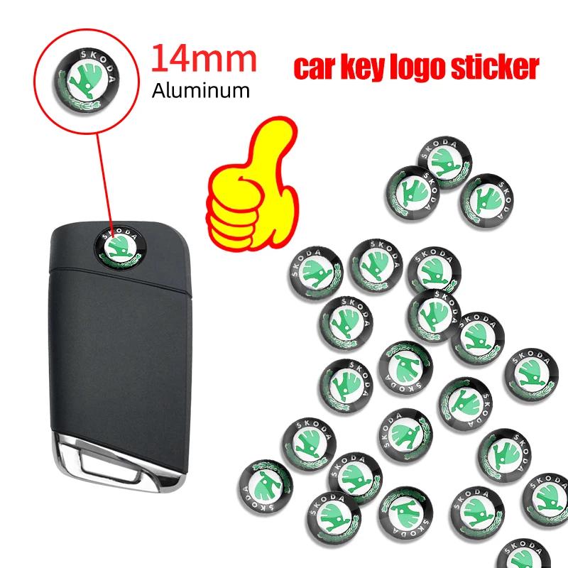 Car Goods 14mm Remote Car Key Stickers Emblem Logo Accessories For Skoda Fabia Kamiq Rapid Kodiaq Octavia a5a 7 2 Yeti Superb wsjn67