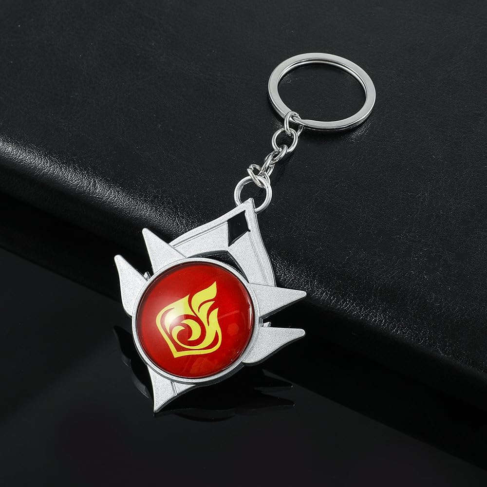 Genshin Impact Snezhnaya Feuerelement Gottauge Moe Schule Kultureller Schlüssel Mobiles Foto Souvenir [Sizuuenn] Schlüsselanhänger, Leuchtend, Cosplay, Merchandise,
