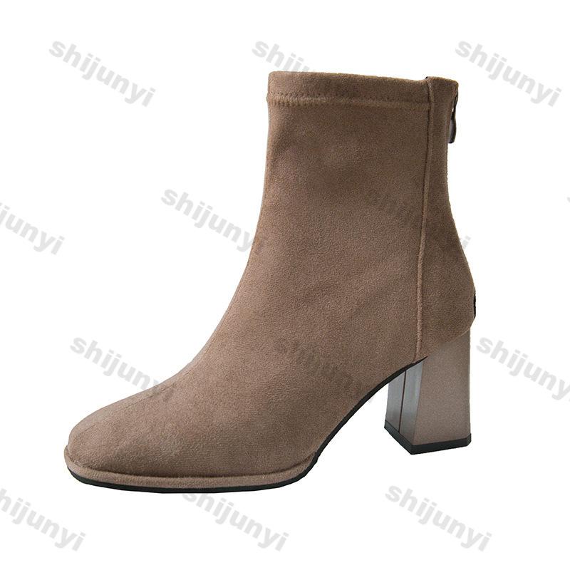Fashion Women's Short Boots 2025 Winter New Fashion Vintage Non Slip High Heels Comfortable Height Increase Luxury Pumps Botas De Mujer