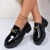 Damen Mokassins Trendige Britische Stil Flache Schuhe Damen Dicke Absätze Retro Leder Schuhe für Damen Runde Spitze Frühling Herbst Sneaker