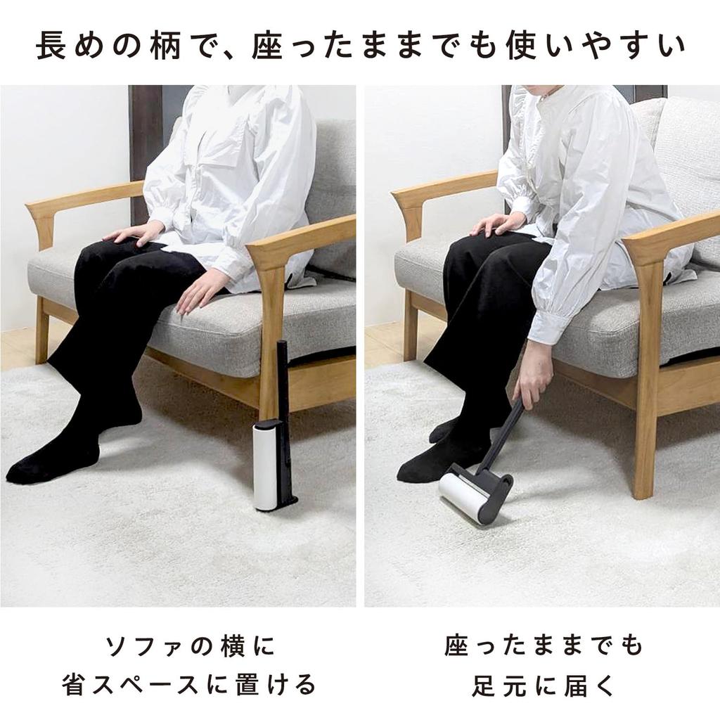Gekiochi-kun LEC Carpet Cleaner Handheld Foldable Main Unit No Case Short Handle Adhesive Roller Sticky Lint Remover Gray Approx 33.5cm