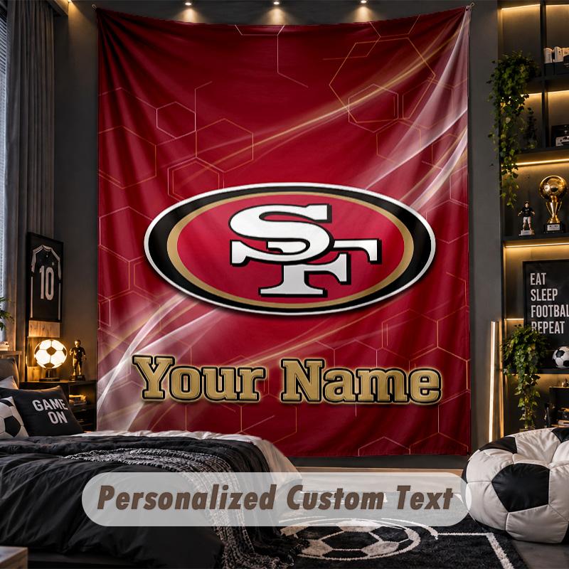 TapestrySan Francisco 49ers Custom Name Text Personalized Wall Hanging Tapestry Home Wall Decor