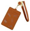 Mukojima Jidosha-Hyodo-Yohashi "I Love Cats" Pass Case, Brown, with Reel, Double-Sided, for Women, IC Card Case, Employee ID Card Case, with Strap,