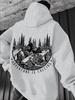 Attractive Kids Hip Hop Sports Hooded Sweatshirt, vivid mountain tree print, comfortable loose silhouette for boys girls casual sports.