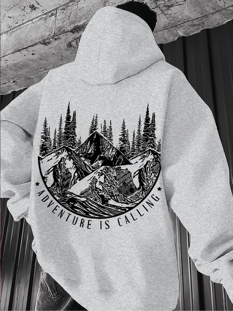 Attractive Kids Hip Hop Sports Hooded Sweatshirt, vivid mountain tree print, comfortable loose silhouette for boys girls casual sports.