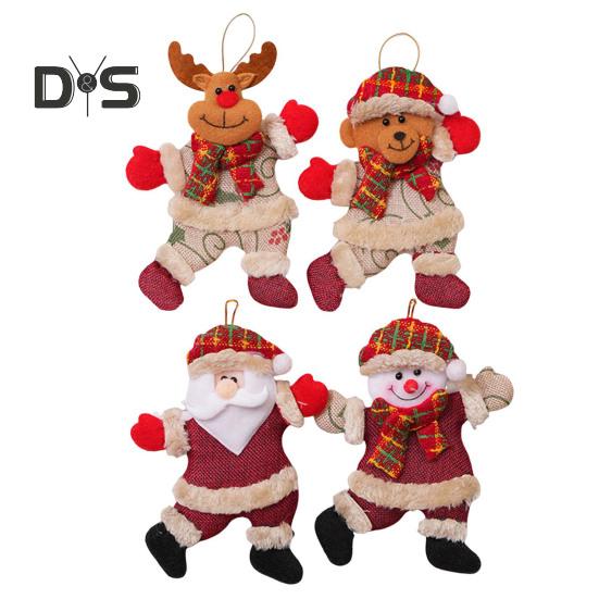 

4 шт. Рождественские украшения плюшевый снеговик Санта лось медведь кукла фигурка зимние подвесные украшения для рождественской елки домашний декор Sets красный