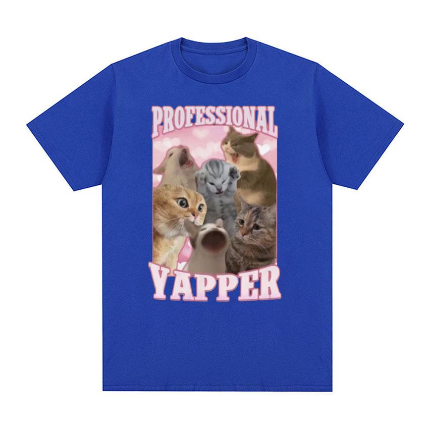 Professional Yapper Funny Tshirt Cute Screaming Cat Meme Graphic T-shirts Men Women Fashion Vintage Oversized T Shirt Streetwear