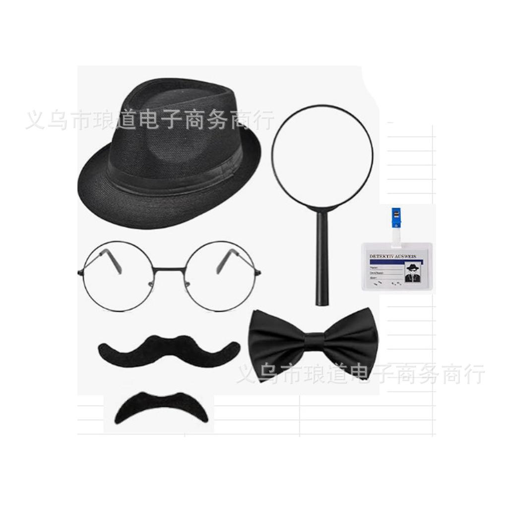 Costumi da Agente Segreto per Cosplay Vestiti di Sicurezza Accessori Occhiali da Sole Distintivo Set di Auricolari