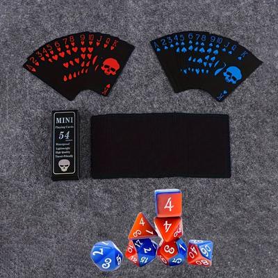 Deck of Playing Cards and 7 Dice Set, Plastic Waterproof and Wearable Playing Cards, Leisure and Entertainment Table Game Set