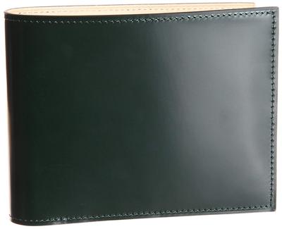 Bifold Geldbörse mit Gravur, Cordovan, Leder, Herren (05. Grün)