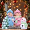 Lighted Ceramic Christmas Figurine Cute Light Up Boy Girl Tree Snowman Statue for Holiday Winter Indoor Mantel Tabletop Fireplace Decor
