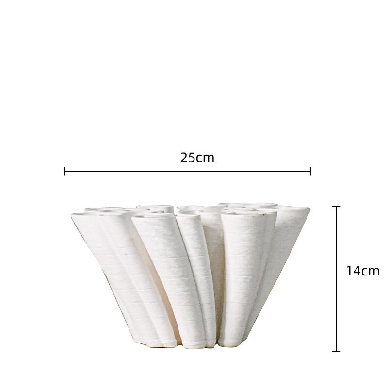 Геометрическая керамическая ваза Трехмерный узор в складку Ваза-лепесток для цветов Цветочный горшок Декоративное украшение Домашний декор