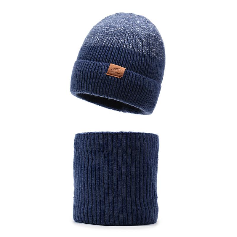 Winter Outdoor Skiing Cold-Proof Hat Scarf Set Velvet Warm Knitted Hat Riding Ear Protection Wool Hat