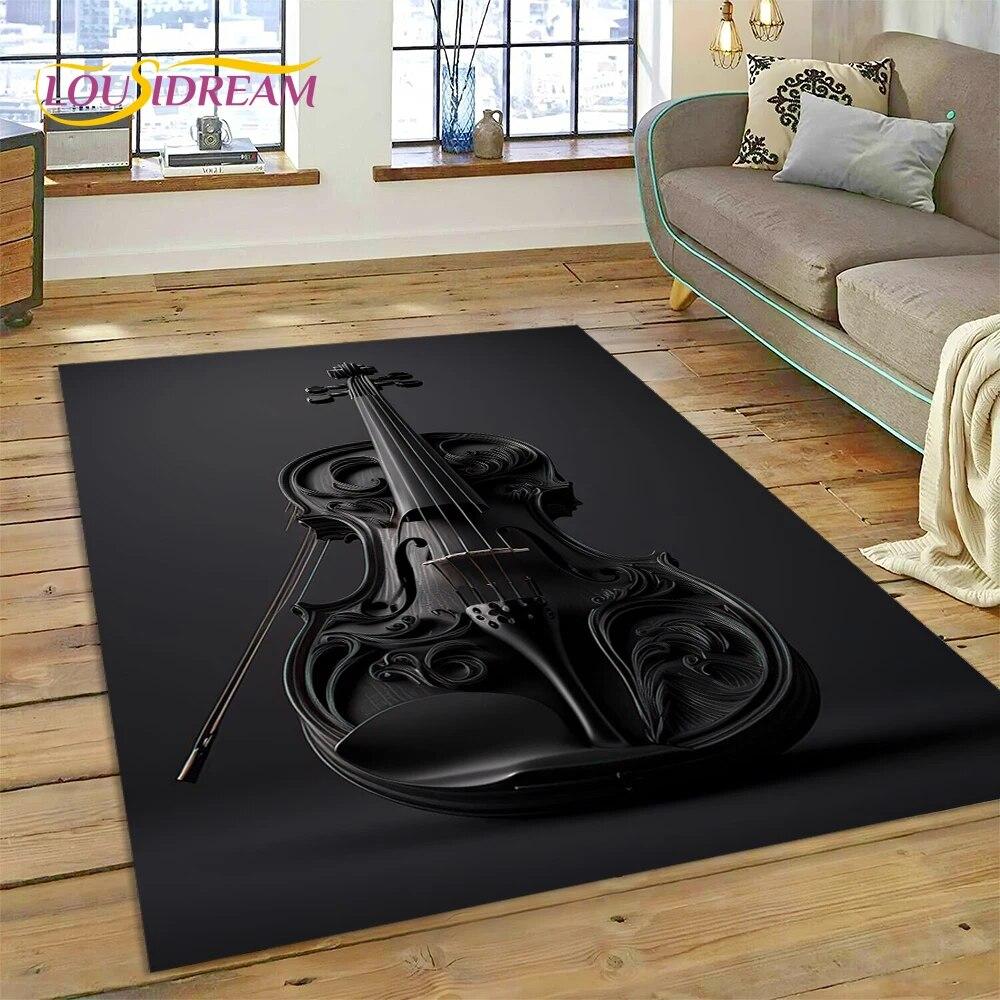 Dream Violin Cello Music Instrument Carpet Rug for Home Living Room Bedroom Sofa Doormat Decor,kids Area Rug Non-slip Floor Mat