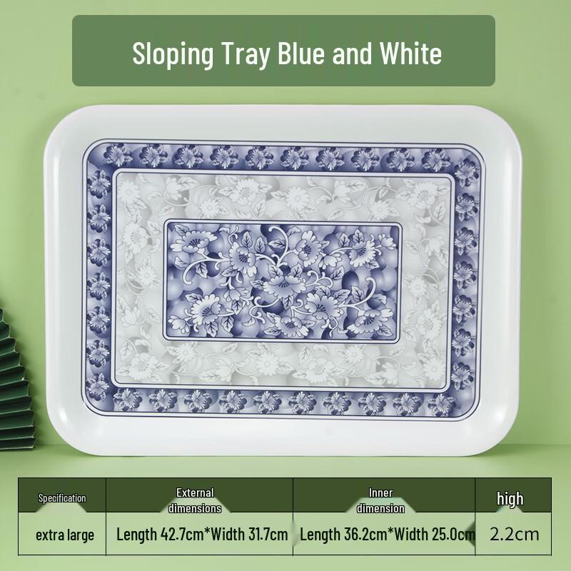 Japanese Style Blue and White Melamine Serving Tray