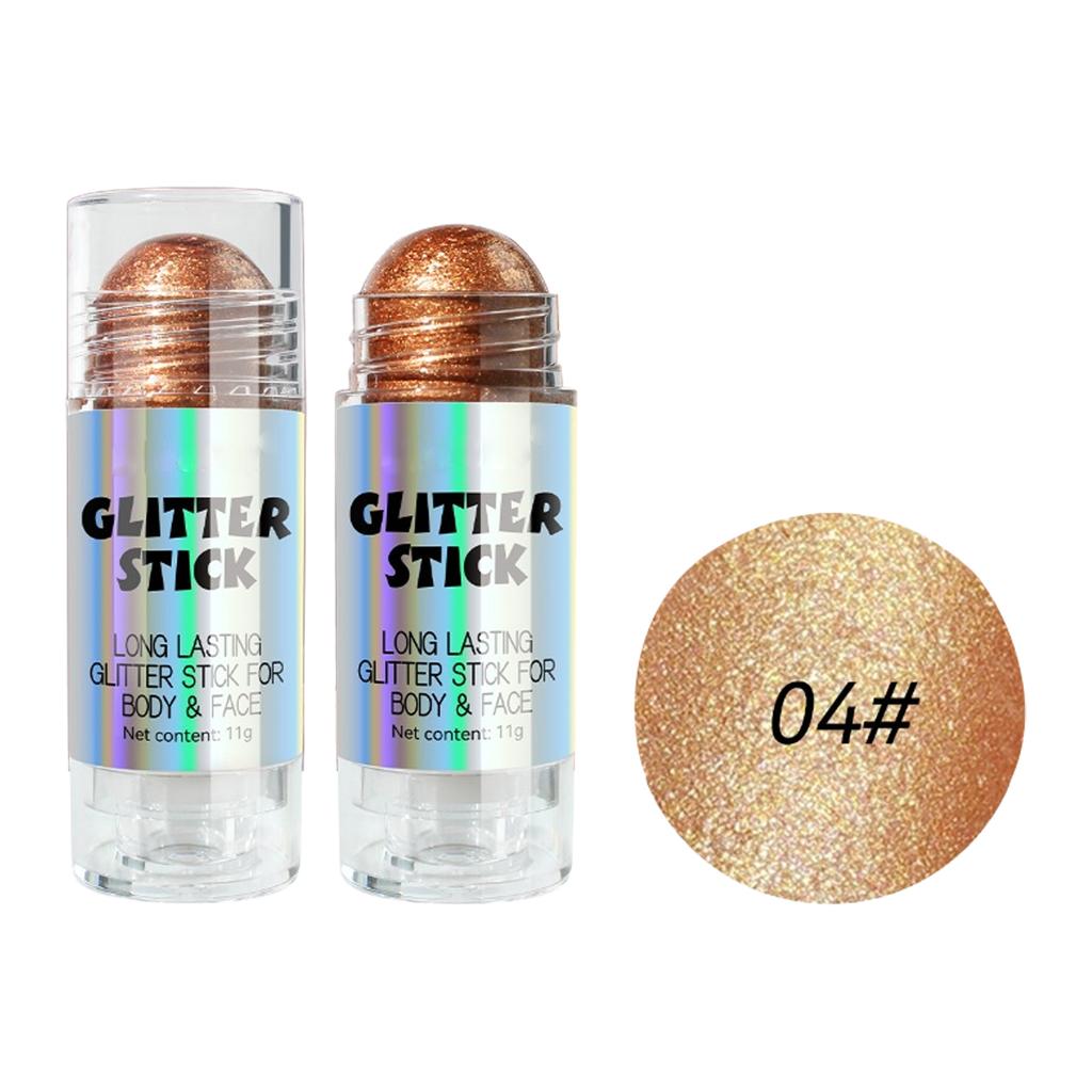 Glitter Roll On Highlighter and Bronzer Stick for Face and Body Sparkling Shimmer Makeup Powder Ideal for Festival Party Daily Use