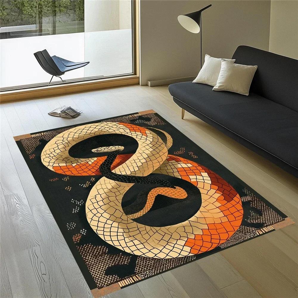 

3D Snake Animal Pattern Rugs Serpent Pattern Rugs Classic Gothic Rug Non Slip Washable Floor Carpet for Living Room Bedroom 40x60cm
