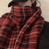 Winter Christmas Scarf Women's Premium Versatile Red Plaid Scarf Student Couple Thickened Warm Shawl