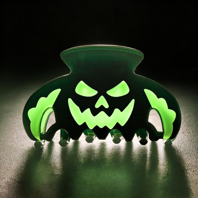 Halloween Zucca Luminosa Fantasma Pinze per Capelli Brillantini al Buio Pinze a Mascella Per Capelli Spessi Cosplay Festa Accessorio per Capelli da Donna Regalo
