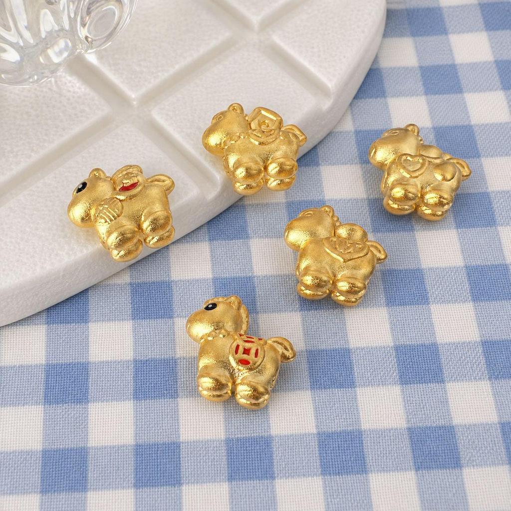Sterling Silver 999 Year of the Horse Luck Bead for DIY Hand Rope Projects