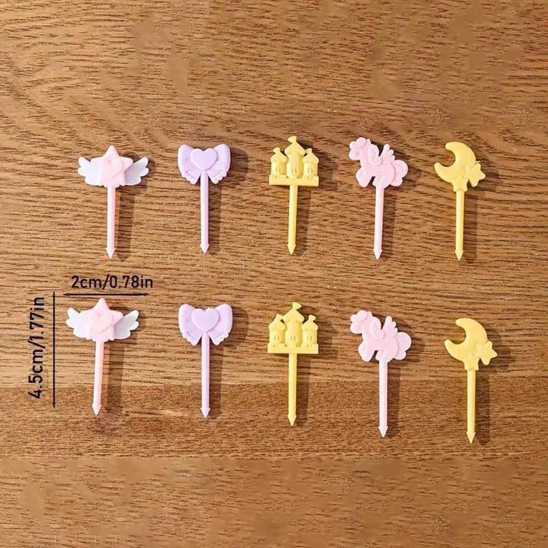 10 Pcs Cartoon Fruit Fork Cute Cupcake Top Decoration Food Appetizer Toothpicks Bento Box Accessories Cocktail Picks