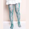 Elegant Hollowed Out Lace Fishnet Stockings with Flower Patterned Aesthetic See Through Mesh Tights Pantyhose for Women