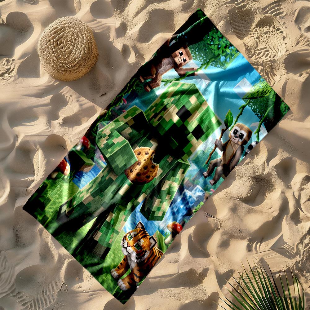 Minecraft Beach Towel Super Soft Microfiber Quickdry Fabric Comfortable Lightweight