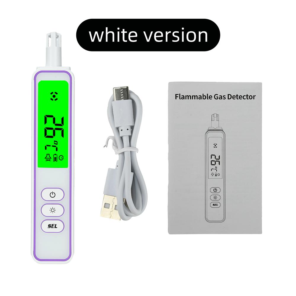 Gas leak detector, portable rechargeable natural gas and coal gas leak detector, LCD display with audible and visual alarms белый