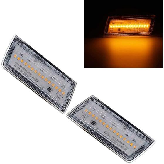 LED Front Bumper Side Marker Lights Smoke Lens/White Light, Compatible with Chrysler 300 300C Models 2005-2010, Front Fender Marker Lamps