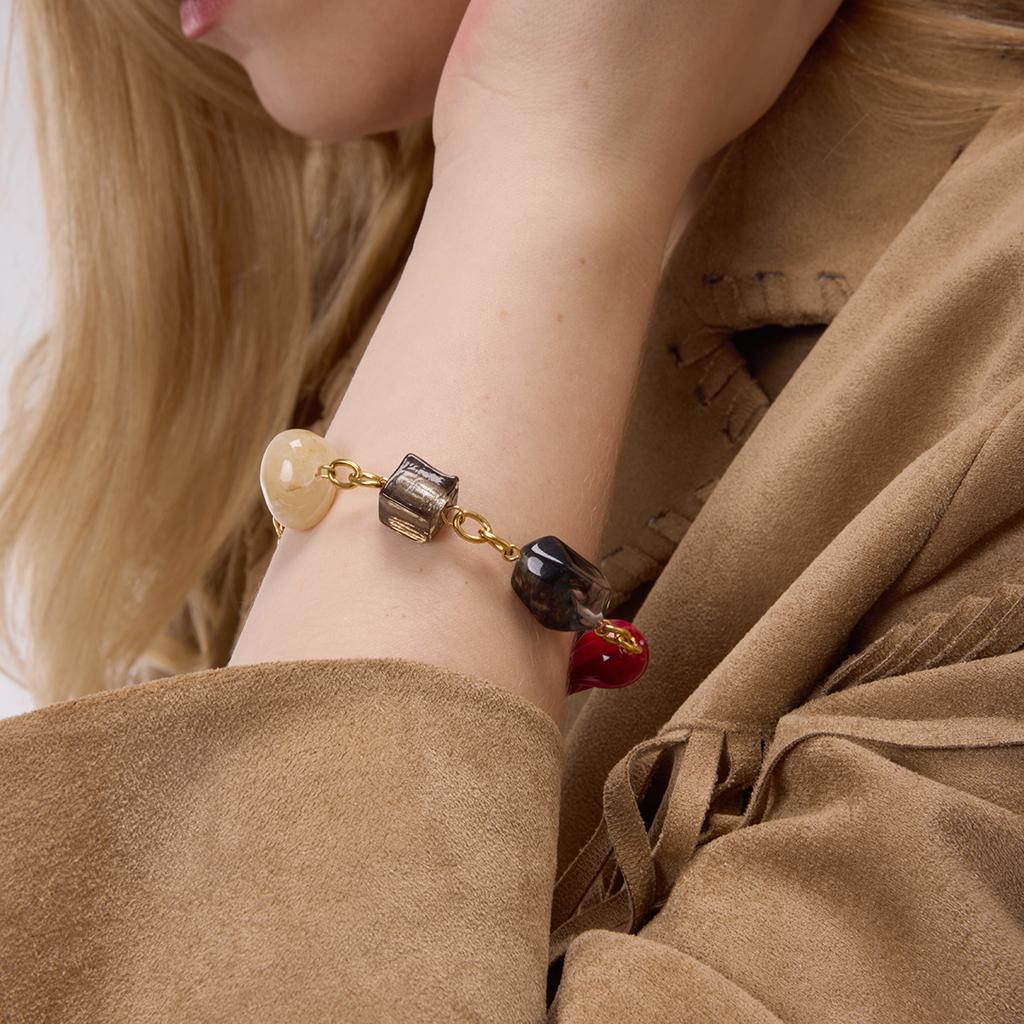 Youthway Multicolor Resin Bracelet For Women Minimalist  Gold Plated Stainless Steel Bracelet Simple Fashion Jewelry Gift