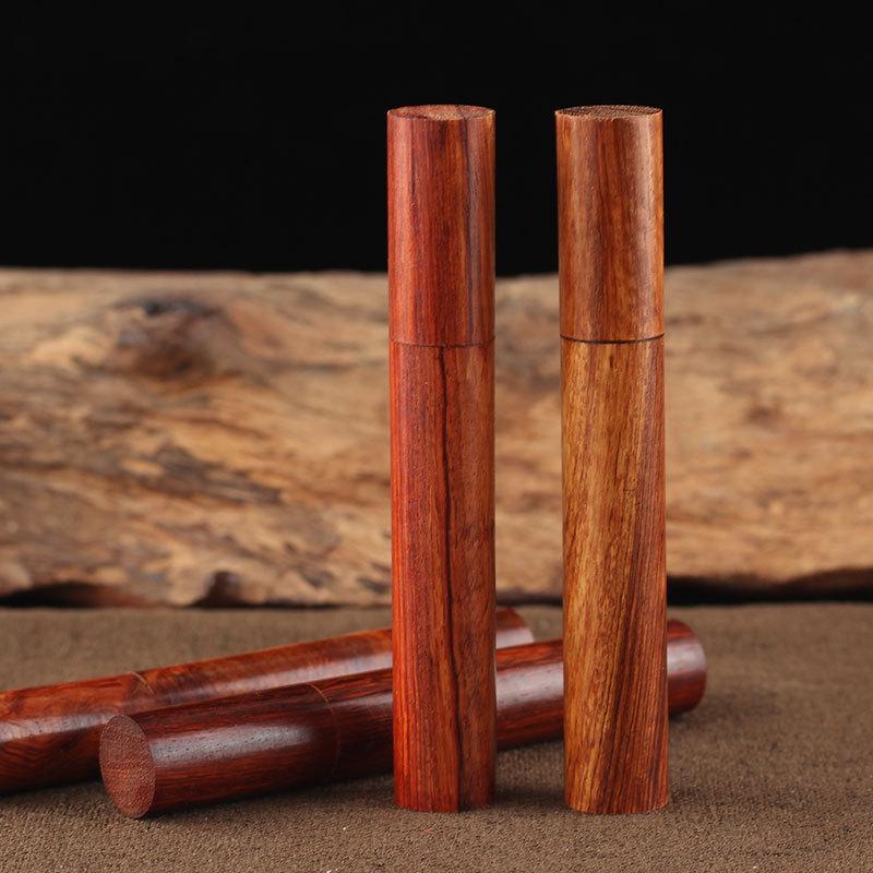 Huali Wood Incense Holder: Red Wood Tube with Agarwood & Sandalwood Sticks, Incense Tools & Accessories 006 розовый лес
