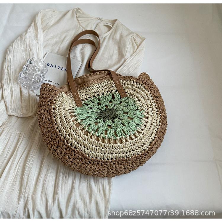 Large-capacity woven straw bag women's 2025 new seaside vacation wind beach bag foreign style underarm shoulder bag tide