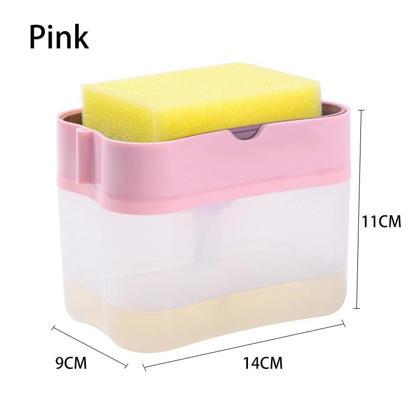 2 in 1 Scrubbing Liquid Detergent Dispenser Press-Type Liquid Soap Box Pump Organizer Kitchen Tool Bathroom Supplies