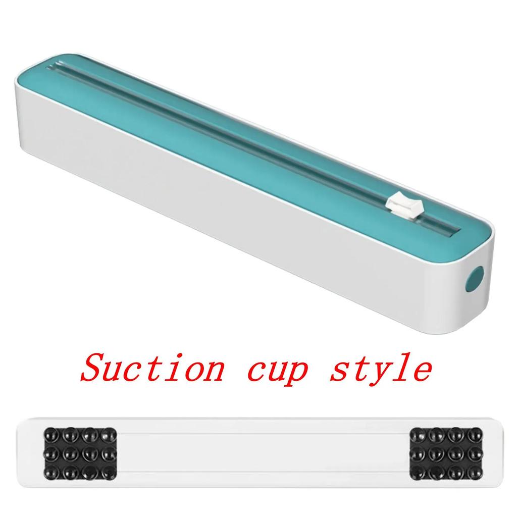 2-in-1 Plastic Wrap & Foil Dispenser with Slide Cutter - Durable Kitchen Organizer with Suction Cup Base for Home Use