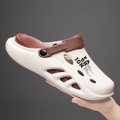Sapatos furados roupa de verão masculina antiderrapante escritório bolsa cabeça chinelos masculinos esportivos sola grossa pisando em merda sandálias de praia