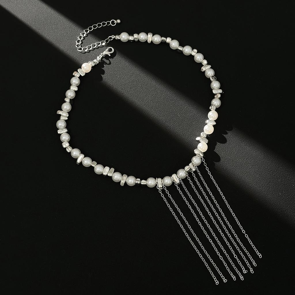 Salircon Wykwintny Barokowy Naszyjnik z Frędzlami z Imitacji Pereł Damski Boho Regulowany Nieregularny CCB Koralikowy Łańcuszek Clavicle Biżuteria Y2K