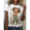 Fashion Women Retro Creative Girl Pattern Print T Shirt Funny Casual O-neck Short Sleeves T-shirt Summer Female Tee Shirt