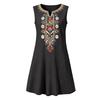 Damen ärmelloses lässiges besticktes Kleid lockere Passform A-Linie Sommerkleid mit Taschen leichter bequemer Stoff