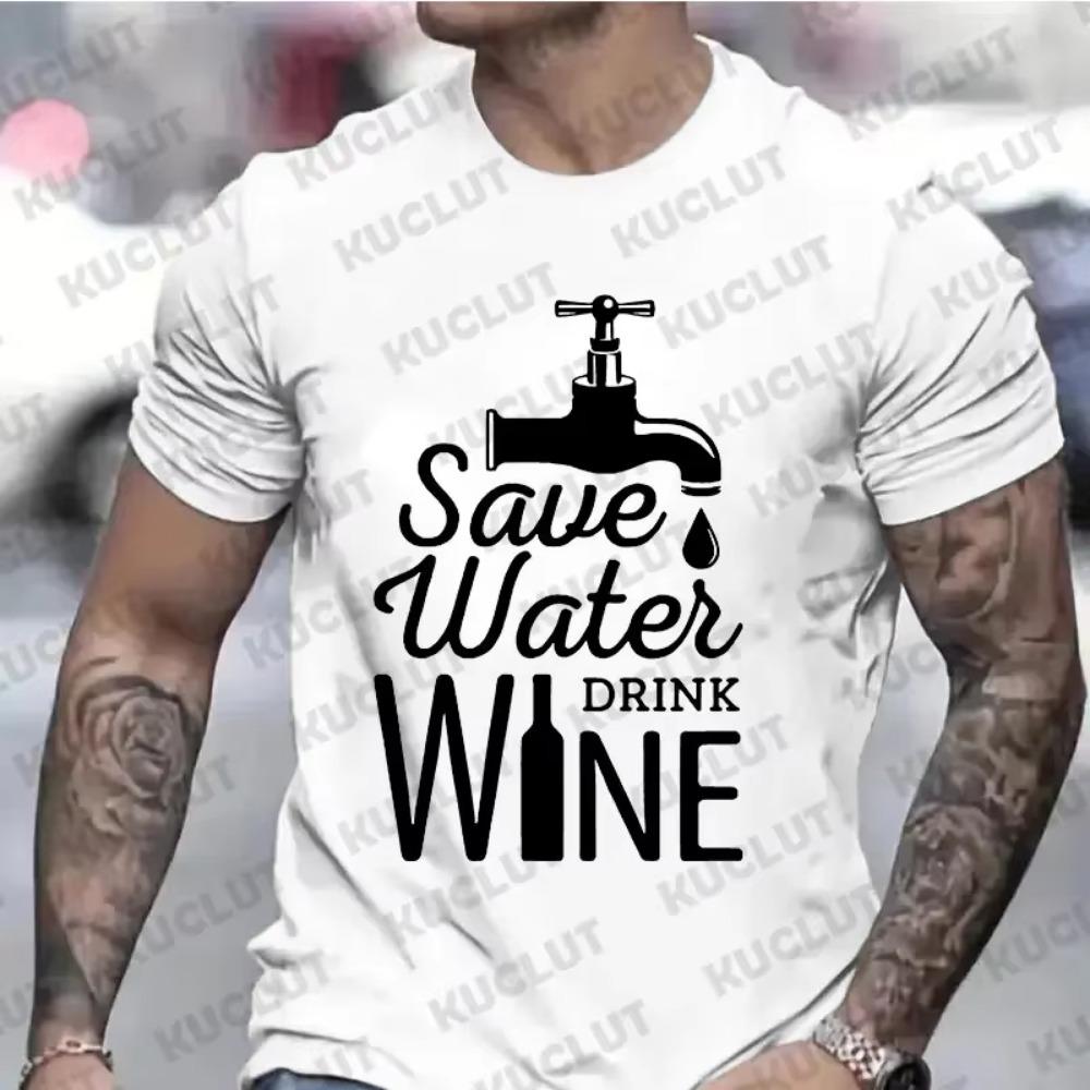 Men Clothing T-shirt Lady Fashion Tops Short Sleeve Men Clothes Summer Female Tee Save Water Drink Wine Graphic Tshirt Beer Tees