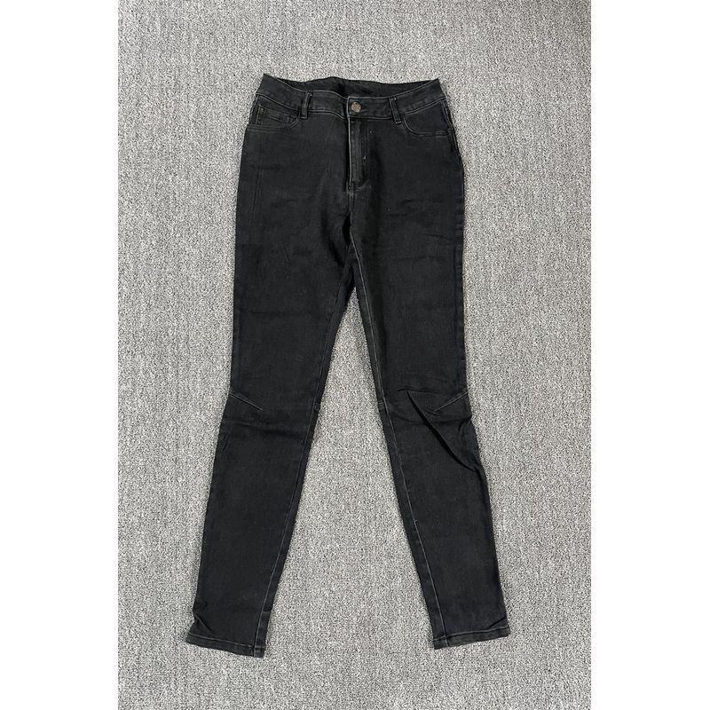 Export Pure Original Order Leftover Stock Washed Cowboy Black Cotton Stretch Slim Looking Female Ruched Skinny Trousers Casual