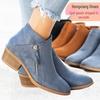 2022 New Plus Size Women's Side Zipper Martin Boots - Pointed Toe, Mid-Heel, Square Heel, Low-Top Design