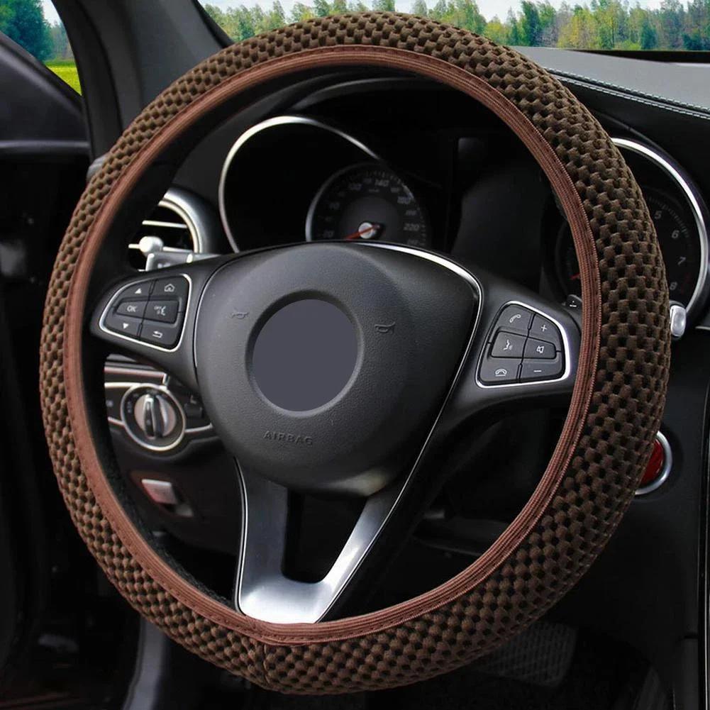 Universal Car Steering Wheel Cover Breathable Anti Slip Steering Covers Suitable 38cm Auto Decoration Silk Wheel Protector
