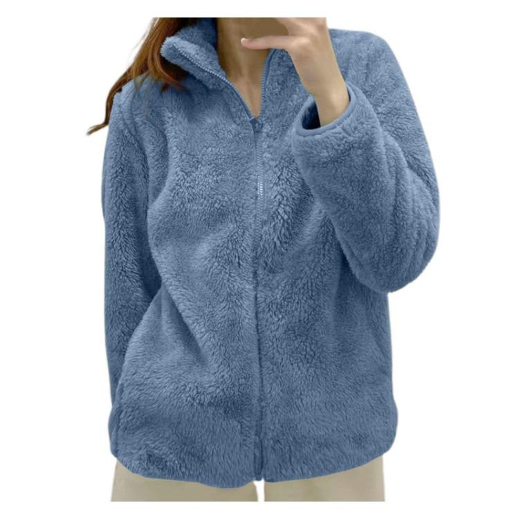 Giacca da Donna Leggera Taglie Forti con Zip in Pile Capospalla Inverno Autunno